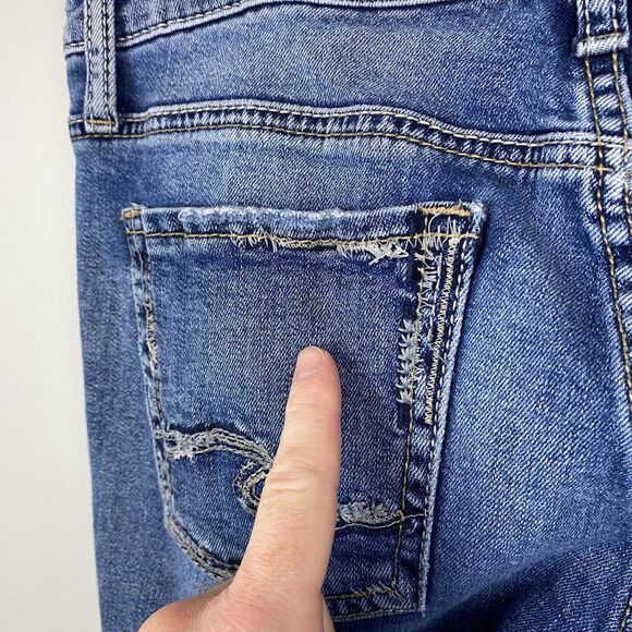 Silver Jeans Co Boyfriend Jeans Womens 27 Blue Distressed Ripped Stretch Denim - Picture 5 of 13